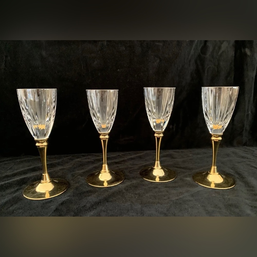 R. Morgan Crystal Gold Plated Cordial Glasses-set of 4